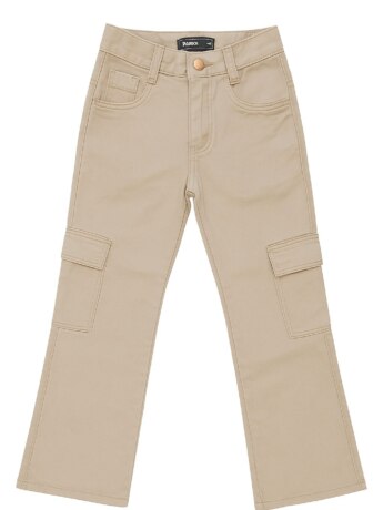 Calça Juvenil Feminina Wide Leg Cargo Bege Fernanda Ramos Kids