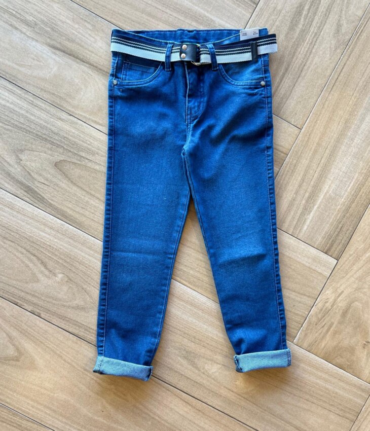 Calça Masculina Infantil Skinny Jeans Médio com Cinto Fernanda Ramos Kids
