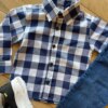 fernandaramoskids com br Camisa Infantil Masculina Manga Longa Xadrez Azul Marinho1