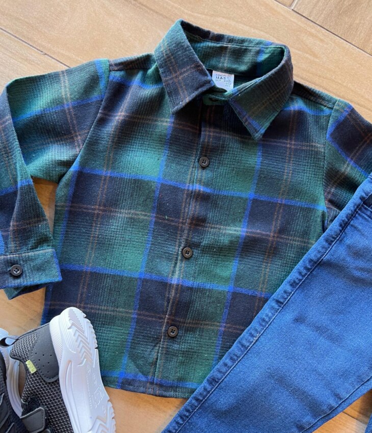 fernandaramoskids com br Camisa Infantil Masculina Manga Longa Xadrez Flanelada Azul1
