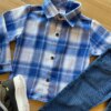 fernandaramoskids com br Camisa Infantil Masculina Manga Longa Xadrez Flanelada Azul1
