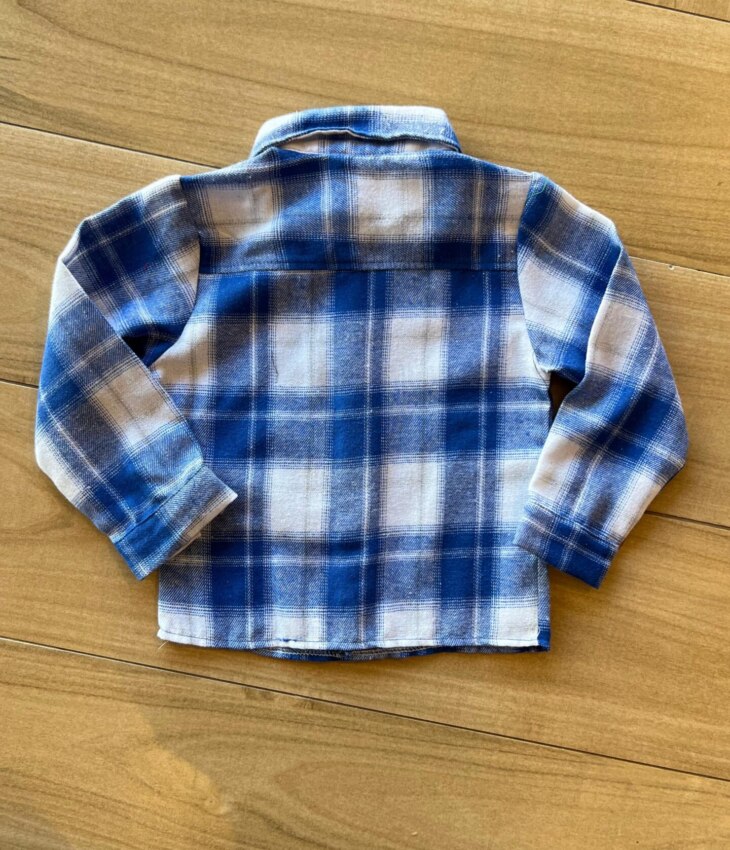 fernandaramoskids com br Camisa Infantil Masculina Manga Longa Xadrez Flanelada Azul2