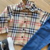 fernandaramoskids com br Camisa Infantil Masculina Manga Longa Xadrez Flanelada Bege1