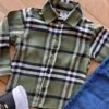 fernandaramoskids com br Camisa Infantil Masculina Manga Longa Xadrez Flanelada Verde Militar1