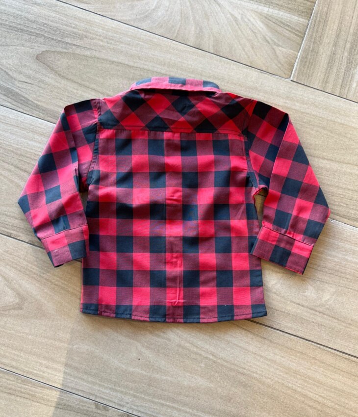 fernandaramoskids com br Camisa Infantil Masculina Manga Longa Xadrez Vermelho2