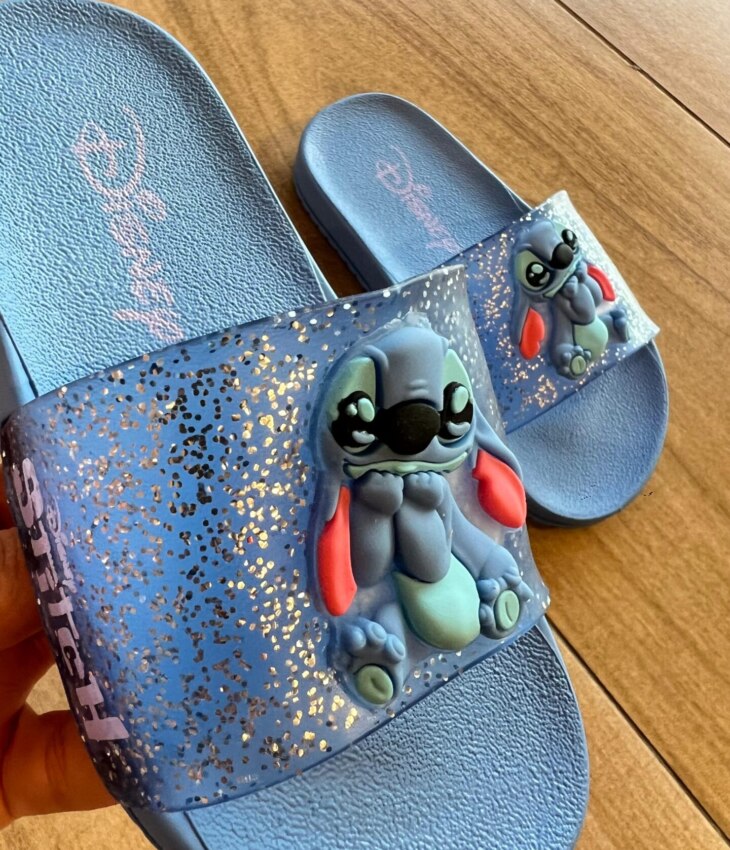 Chinelo Infantil Feminino com Detalhe e Brilho Azul Fernanda Ramos Kids