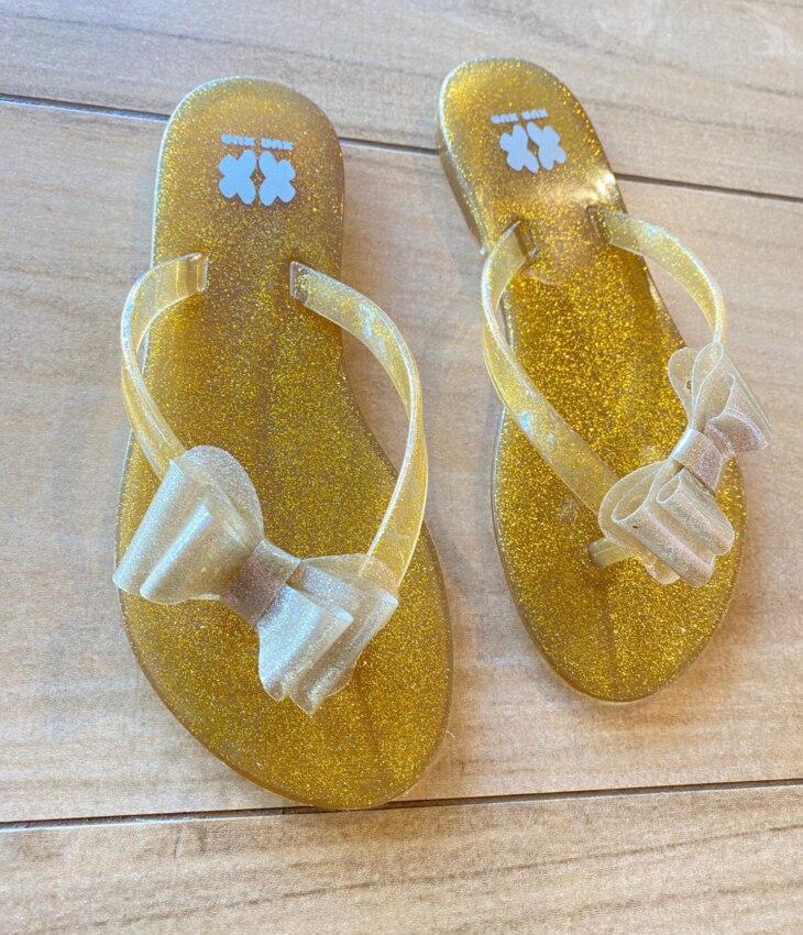 Chinelo Infantil Feminino Laço Amarelo Brilhante Fernanda Ramos Kids