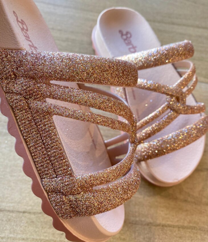 Chinelo Infantil Feminino Tiras Duplas com Glitter Rose Fernanda Ramos Kids