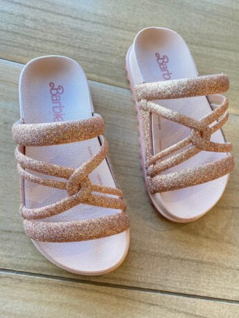 Chinelo Infantil Feminino Tiras Duplas com Glitter Rose Fernanda Ramos Kids