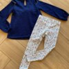 fernandaramoskids com br Conjunto Infantil Feminino Blusa Bata Azul e Legging Estampada2