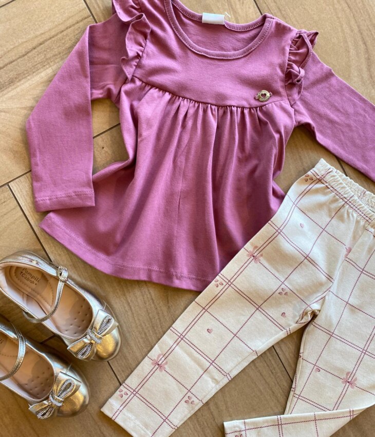 fernandaramoskids com br Conjunto Infantil Feminino Blusa Manga Longa e Legging Estampada1