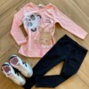 Conjunto Infantil Feminino Blusa Meia Malha Estampada e Legging Fernanda Ramos Kids