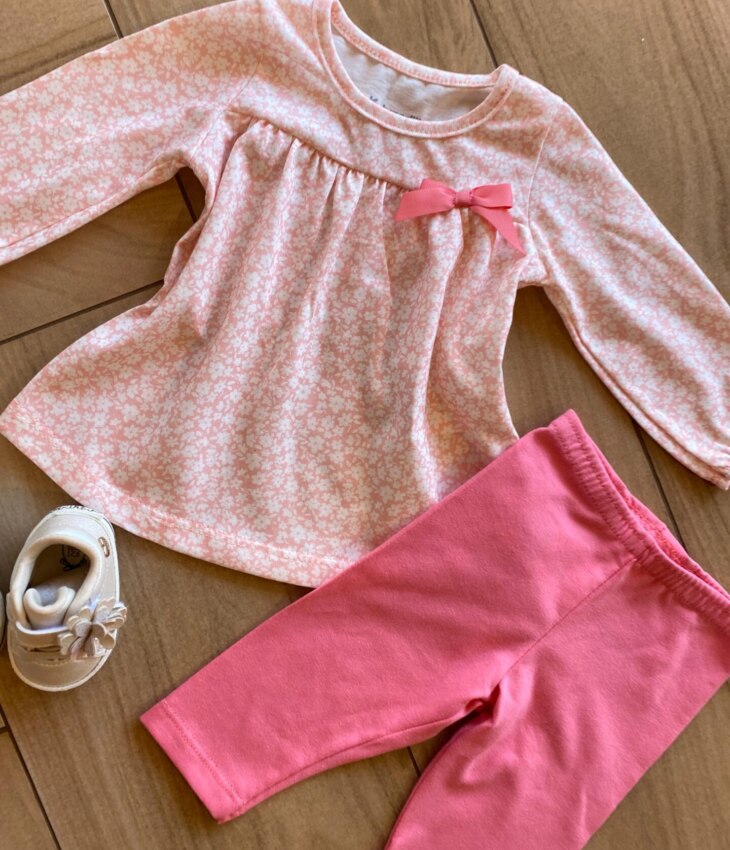 fernandaramoskids com br Conjunto Infantil Feminino Blusa Meia Malha Flor e Legging Rosa1