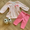 Conjunto Infantil Feminino Blusa Meia Malha Flor e Legging Rosa Fernanda Ramos Kids