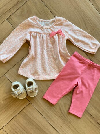 Conjunto Infantil Feminino Blusa Meia Malha Flor e Legging Rosa Fernanda Ramos Kids
