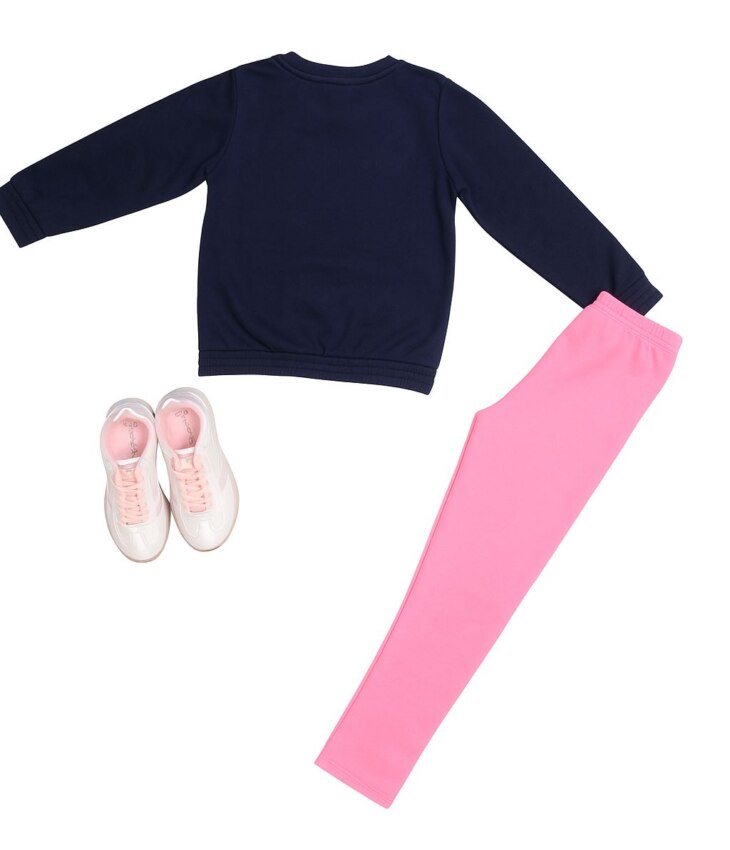 Conjunto Infantil Feminino Blusão Love e Legging Rosa Neon Fernanda Ramos Kids