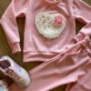 fernandaramoskids com br Conjunto Infantil Feminino Canelado Blusa Manga Longa e Calça Rosa1