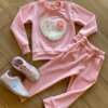 Conjunto Infantil Feminino Canelado Blusa Manga Longa e Calça Rosa Fernanda Ramos Kids