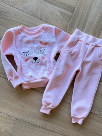 Conjunto Infantil Feminino Moletom Blusa e Calça com Detalhes Rosa Fernanda Ramos Kids