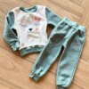 Conjunto Infantil Feminino Moletom Blusa e Calça com Detalhes Verde Fernanda Ramos Kids