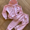 fernandaramoskids com br Conjunto Infantil Feminino Moletom Jaqueta com Bolso e Calça Rosa2