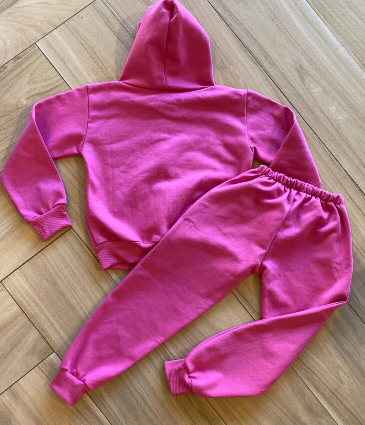 fernandaramoskids com br Conjunto Infantil Feminino Moletom Jaqueta com Bolso e Calça Pink2