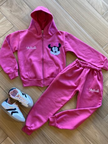 Conjunto Infantil Feminino Moletom Jaqueta com Bolso e Calça Pink Fernanda Ramos Kids