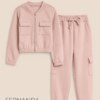 fernandaramoskids com br Conjunto Infantil Feminino Moletom Jaqueta e Calça Cargo Rose1