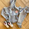 Conjunto Infantil Feminino Moletom Jaqueta Estrelinha e Calça Cinza Fernanda Ramos Kids