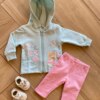 Conjunto Infantil Feminino Moletom Jaqueta Flores e Calça Rosa Fernanda Ramos Kids