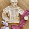 Conjunto Infantil Feminino Moletom Jaqueta Laço Nude e Calça Fernanda Ramos Kids