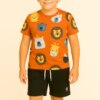 Conjunto Infantil Masculino Blusa Manga Curta e Bermuda Bichinhos Fernanda Ramos Kids