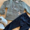 fernandaramoskids com br Conjunto Infantil Masculino Blusão Verde Urso e Calça Jogger Preta1