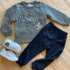 Conjunto Infantil Masculino Blusão Verde Urso e Calça Jogger Preta Fernanda Ramos Kids