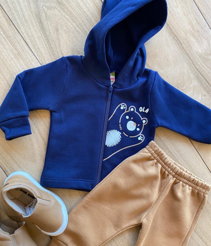 fernandaramoskids com br Conjunto Infantil Masculino Jaqueta Azul Olá e Calça Jogger1