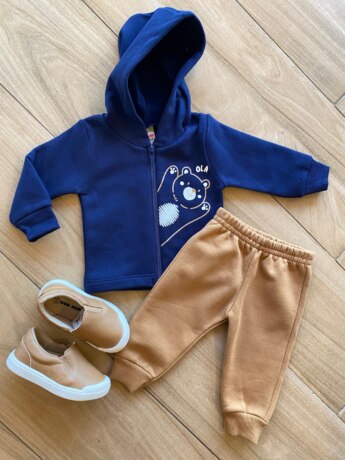 Conjunto Infantil Masculino Jaqueta Azul Olá e Calça Jogger Fernanda Ramos Kids