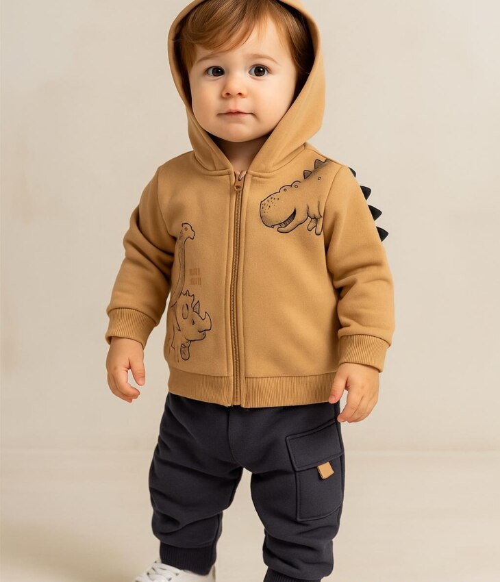 Conjunto Infantil Masculino Jaqueta Dinossauro e Calça Jogger Fernanda Ramos Kids