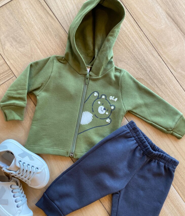 fernandaramoskids com br Conjunto Infantil Masculino Jaqueta Verde Olá e Calça Jogger1