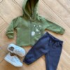 Conjunto Infantil Masculino Jaqueta Verde Olá e Calça Jogger Fernanda Ramos Kids