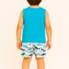 Conjunto Infantil Masculino Regata Azul e Bermuda Shark Fernanda Ramos Kids