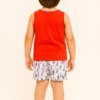 Conjunto Infantil Masculino Regata Coral e Bermuda Barquinho Fernanda Ramos Kids