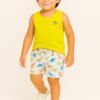 Conjunto Infantil Masculino Regata Verde Lima e Bermuda Estampada Fernanda Ramos Kids