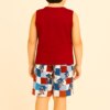 fernandaramoskids com br Conjunto Infantil Masculino Regata Vermelha e Bermuda Quadriculada 1