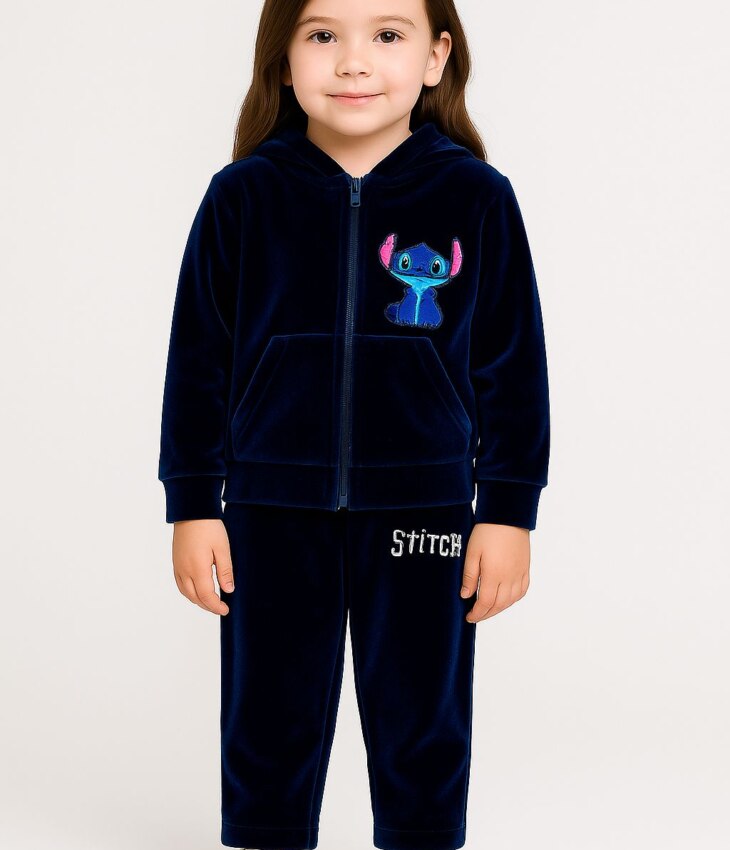 Conjunto Infantil Veludo Blusa Manga Longa e Calça Azul fernanda ramos kids