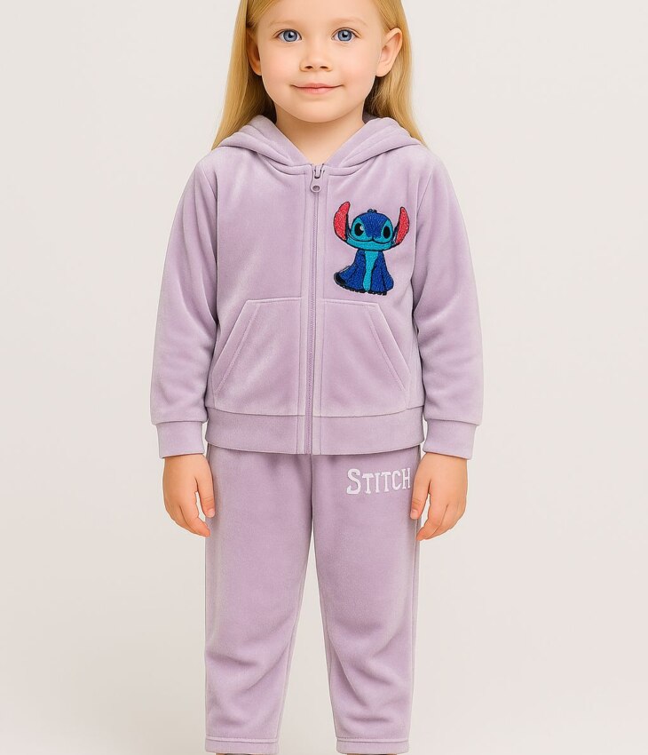 Conjunto Infantil Veludo Blusa Manga Longa e Calça Lilás fernanda ramos kids