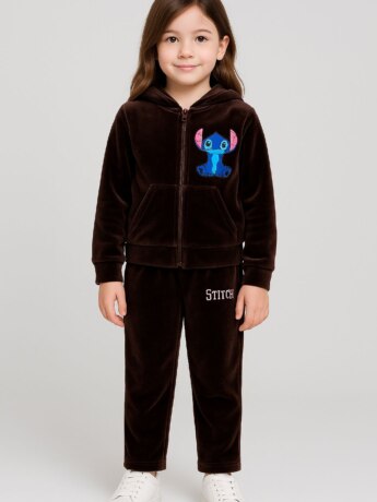 Conjunto Infantil Veludo Blusa Manga Longa e Calça Marrom Fernanda Ramos Kids
