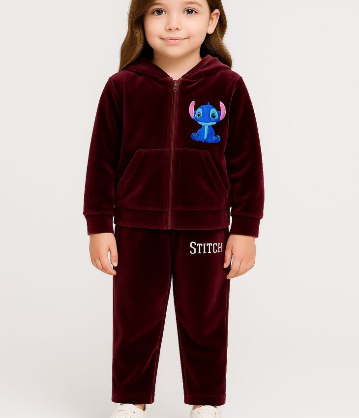 Conjunto Infantil Veludo Blusa Manga Longa e Calça Marsala fernanda ramos kids