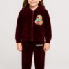 Conjunto Infantil Veludo Blusa Manga Longa e Calça Marsala Capivara fernanda ramos kids