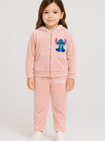 Conjunto Infantil Veludo Blusa Manga Longa e Calça Rosa fernanda ramos kids