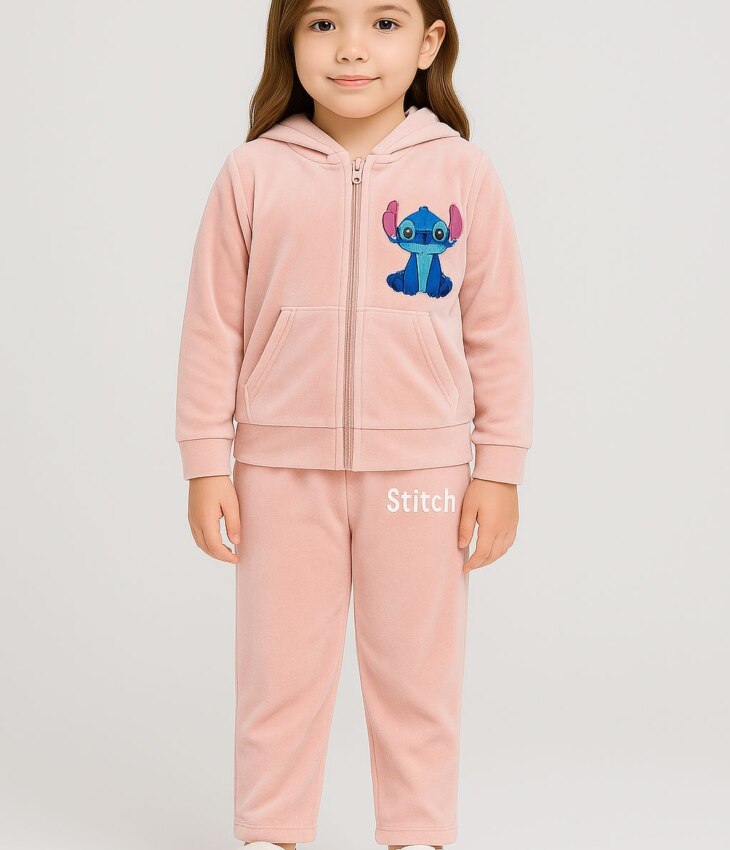 Conjunto Infantil Veludo Blusa Manga Longa e Calça Rosa fernanda ramos kids